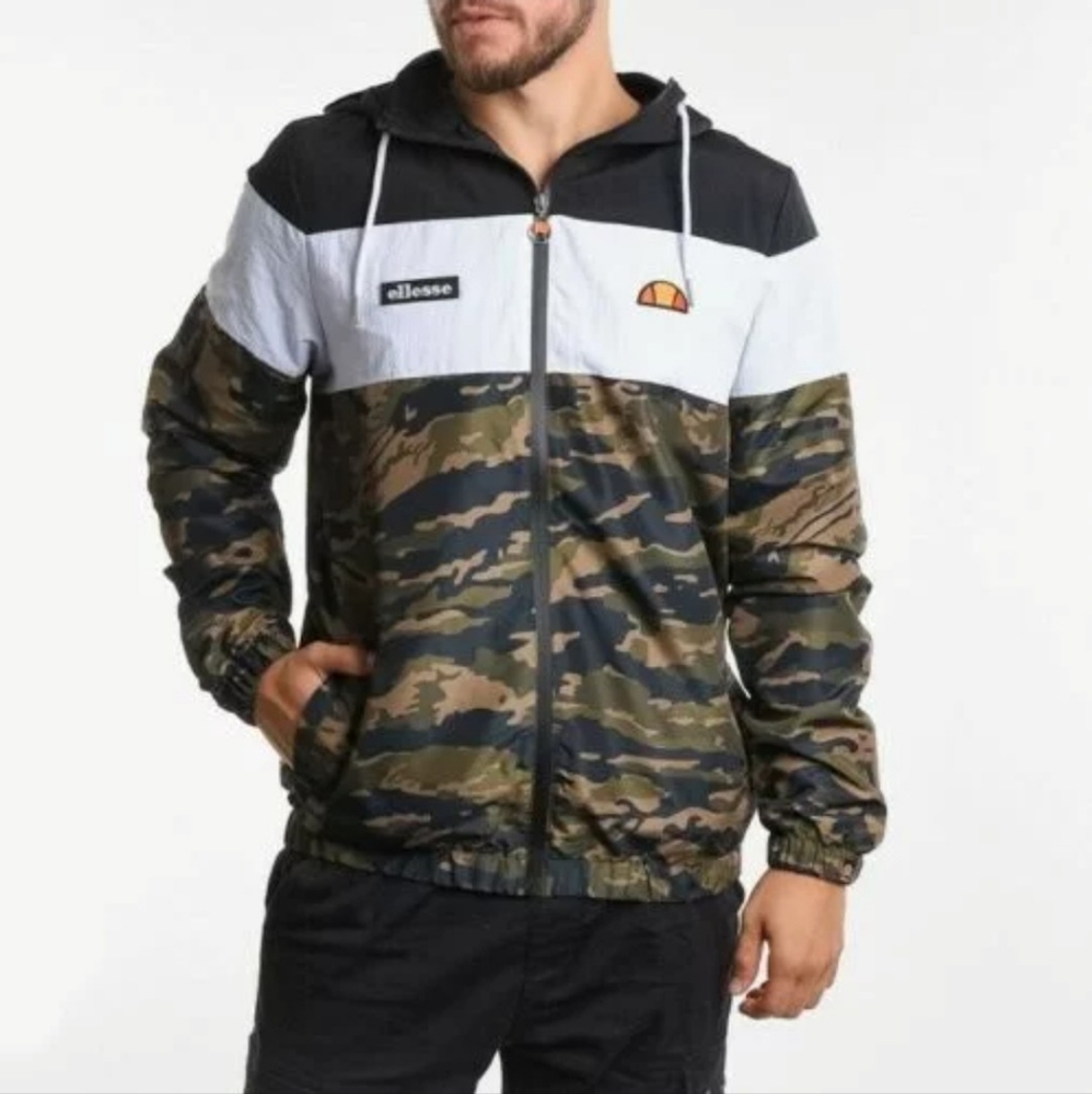 Ellesse Mattar Color Block Camo Full Zip Windbreaker Men’s Medium